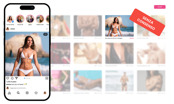Immagine di un telefono su instagram con foto senza consenso