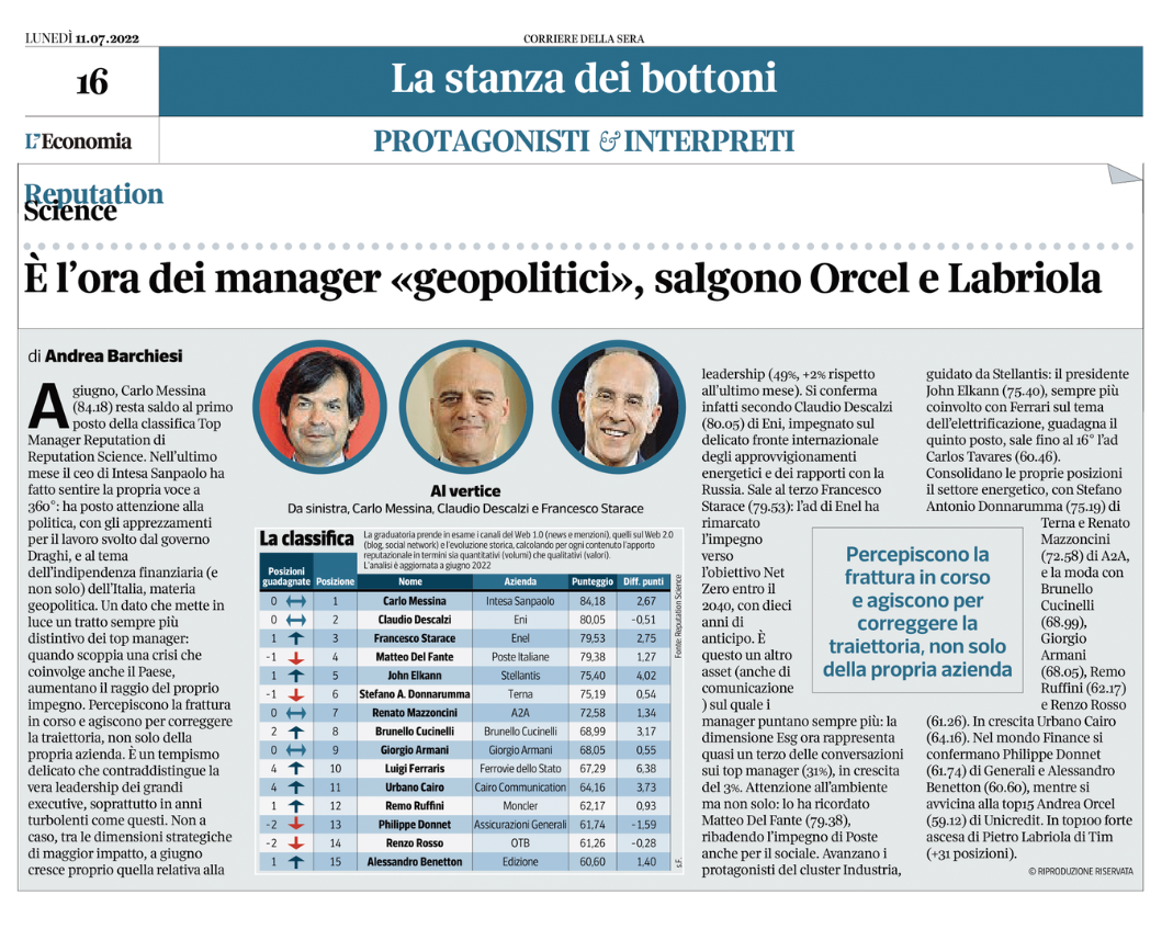 Top Manager Reputation_Corriere della Sera