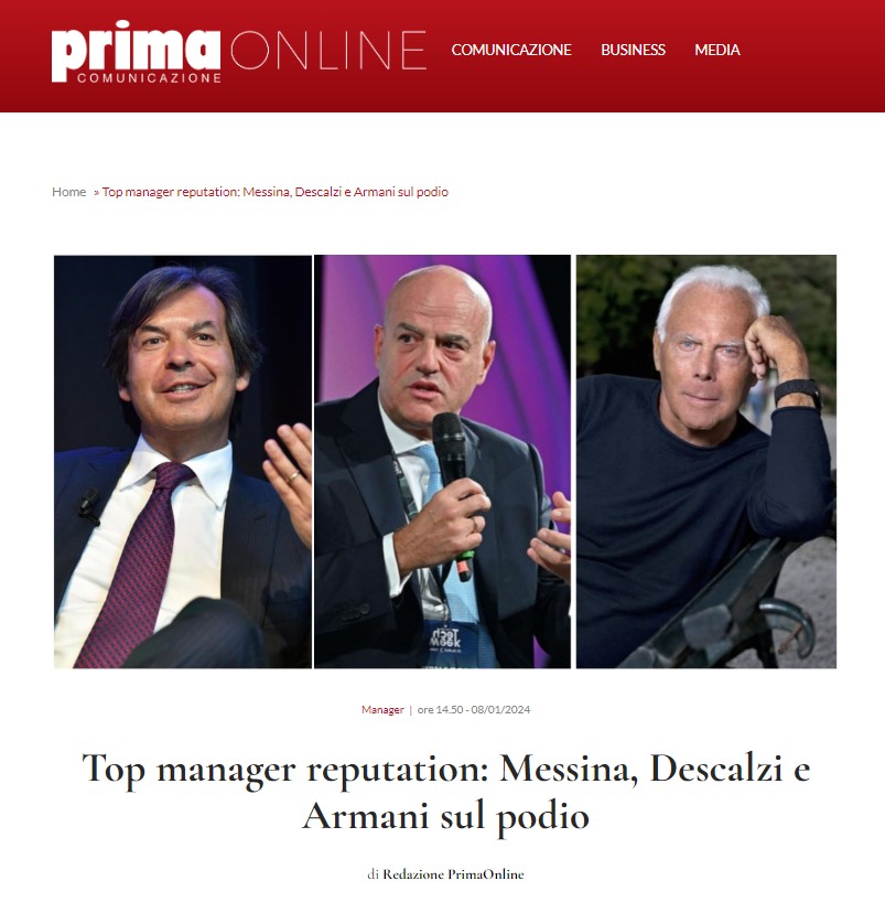 Prima Comunicazione_Top Manager Reputation_Dicembre 2023