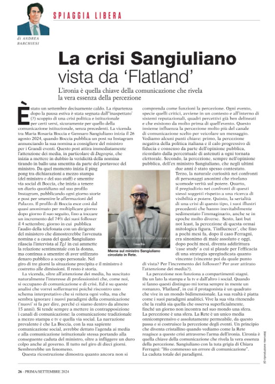 La crisi Sangiuliano vista da 'Flatland'
